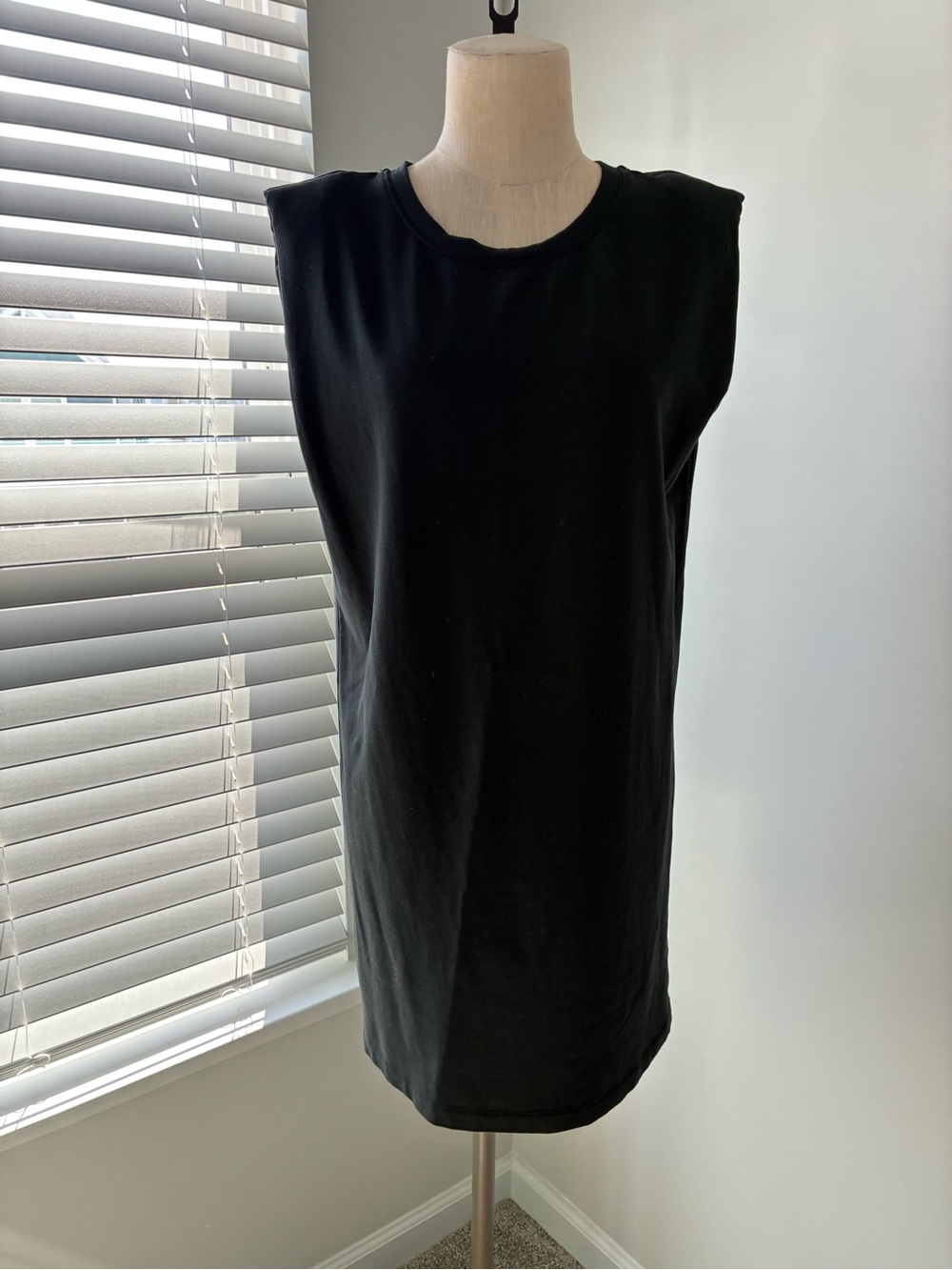 The Drop Women's Mariana Power Shoulder Black Mini Dress